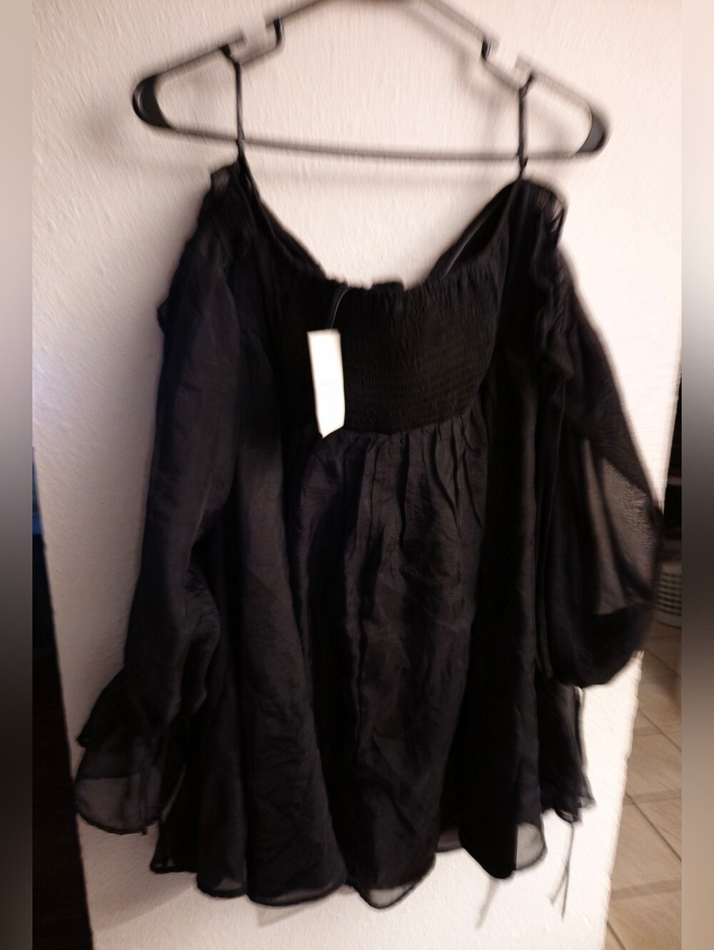 Forever 21 Black Off-Shoulder Smocked Bust Dress